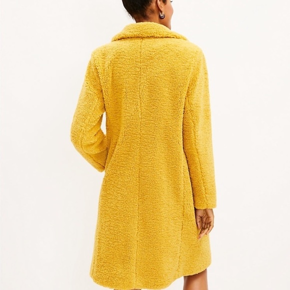 LOFT Yellow Goldenrod Teddy Bear Faux Fur Sherpa Coat Size Small - Picture 2 of 7